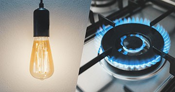 lightbulb and natural gas flame on stove