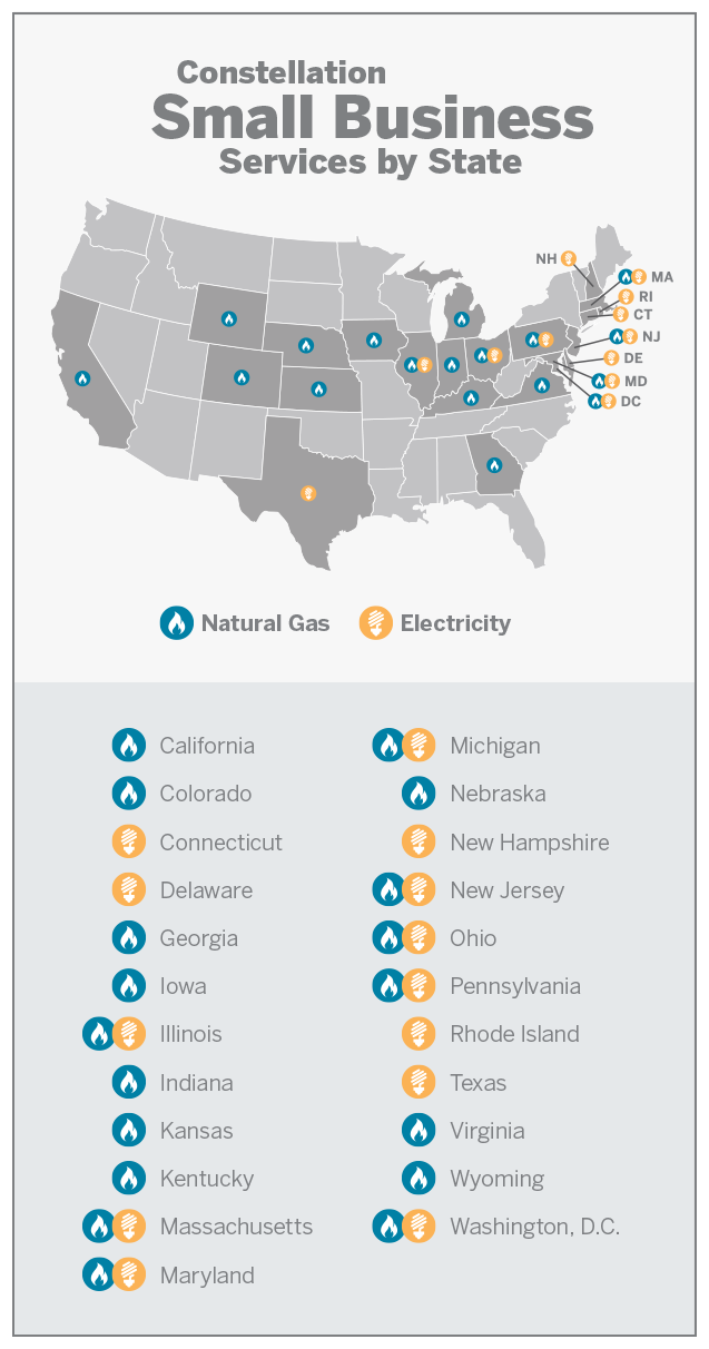 constellation small business electric and natural gas services by state