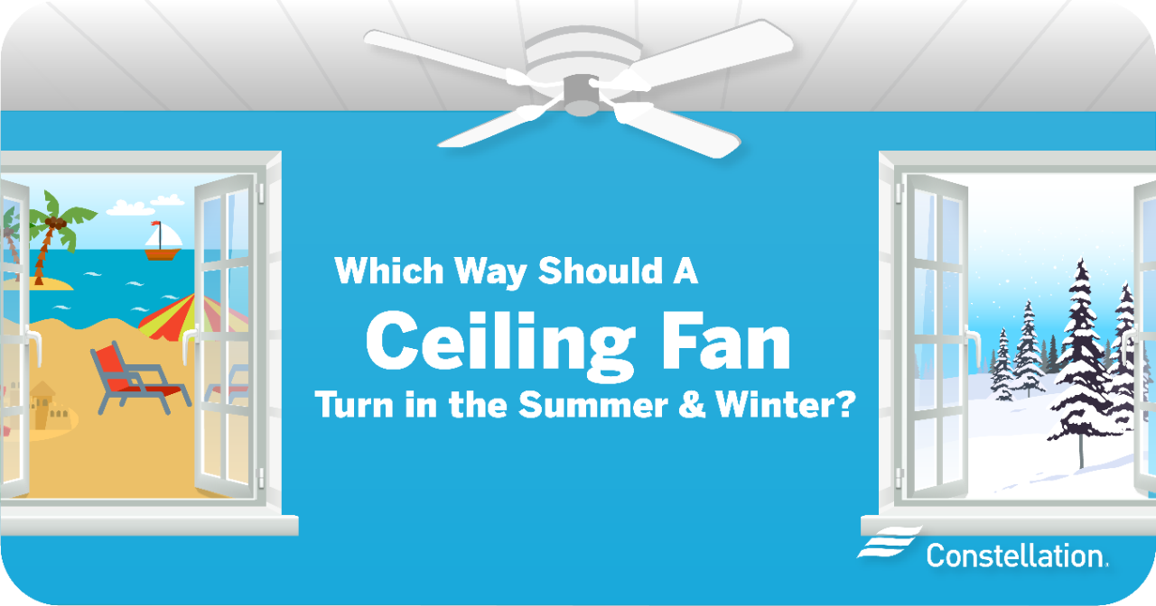 Which Way Should a Ceiling Fan Rotate in Summer & Winter? Constellation
