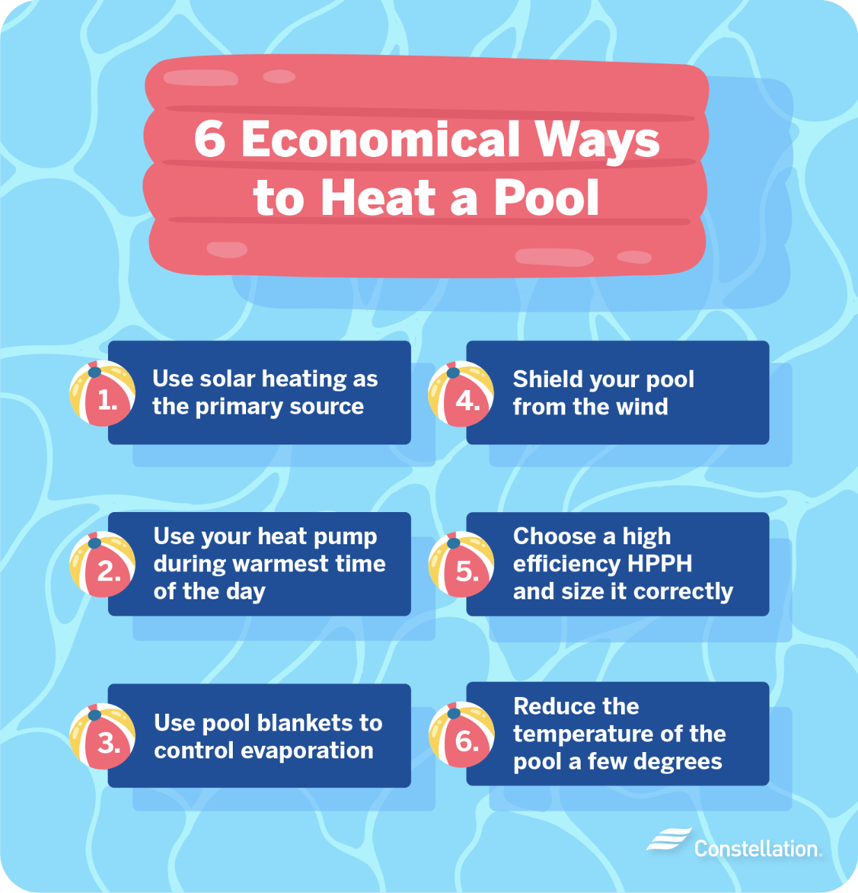 Economical ways to heat a pool.