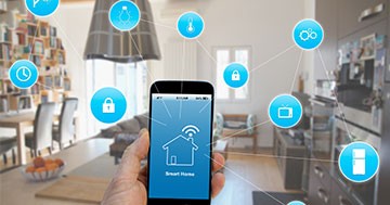 cell phone used to manage smart home appliances and devices