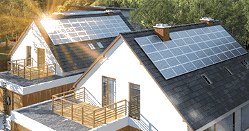 homes with solar panels on their roofs