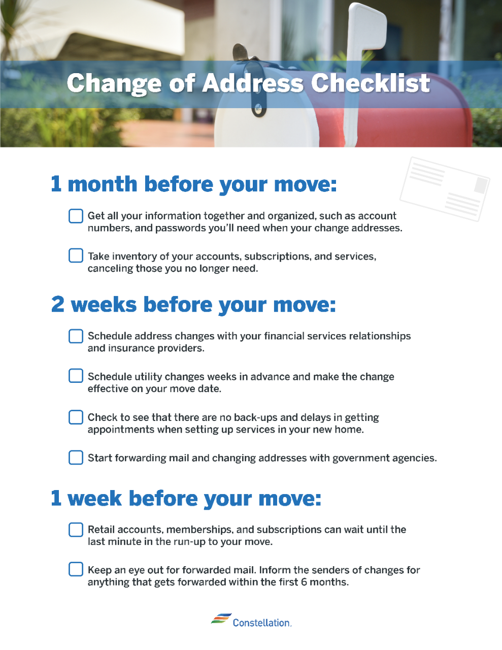 change of address checklist