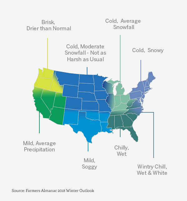 Winter Outlook USA Map 2018