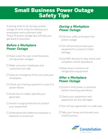 small business power outage safety tips printable