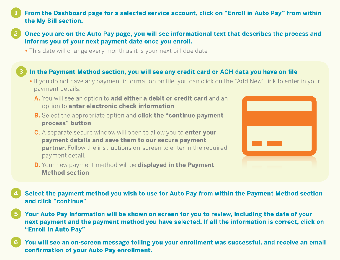 Step-by-step directions on how to set up Auto Pay in My Constellation