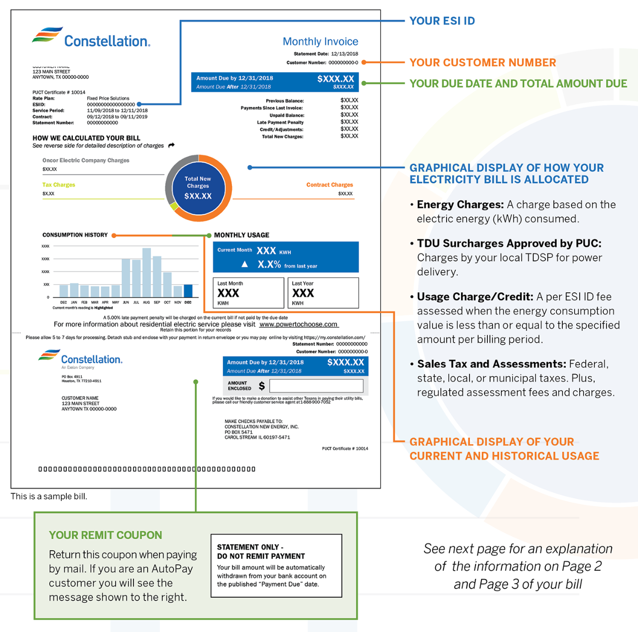 Understanding your Texas Electric Bill from Constellation - page 1