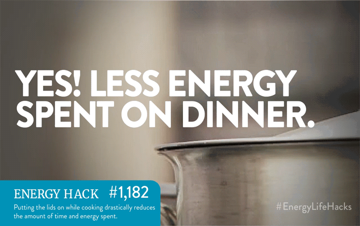 Use lids while heating up food to reduce amount energy being used